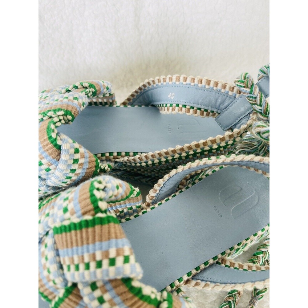 Anthropologie Braided Platform Sandals in Green and White - Picture 12 of 14